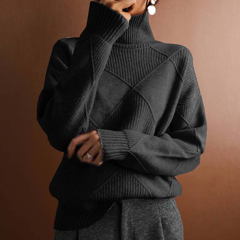 ARIA | TEXTURED TURTLENECK KNIT SWEATER