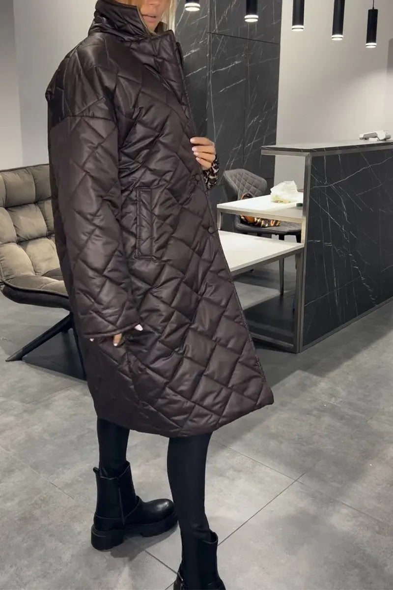 KENDALL | QUILTED MID-LENGHT COAT WITH LEOPARD LINING
