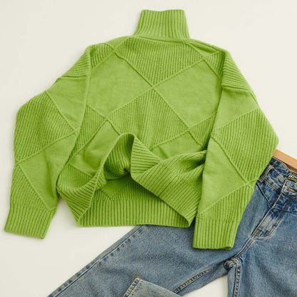 ARIA | TEXTURED TURTLENECK KNIT SWEATER