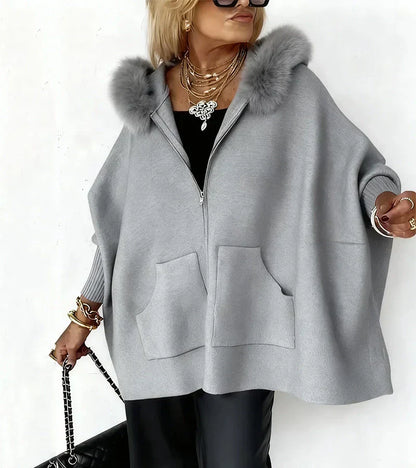 CHARLOTTE | ELEGANT HOODED COAT WITH FAUX FUR TRIM