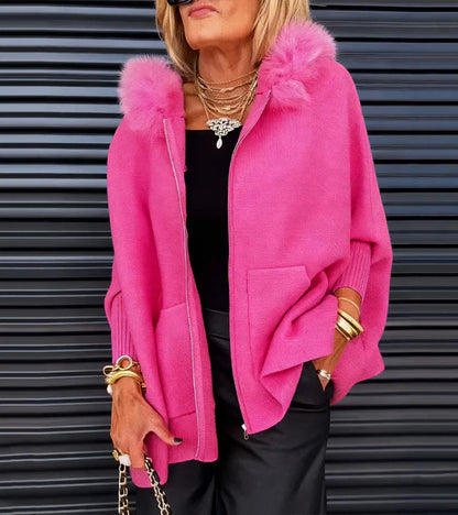 CHARLOTTE | ELEGANT HOODED COAT WITH FAUX FUR TRIM