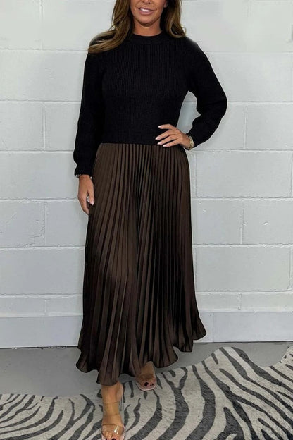 CAMILLA | MAXI DRESS WITH SWEATER & PLEATED SKIRT