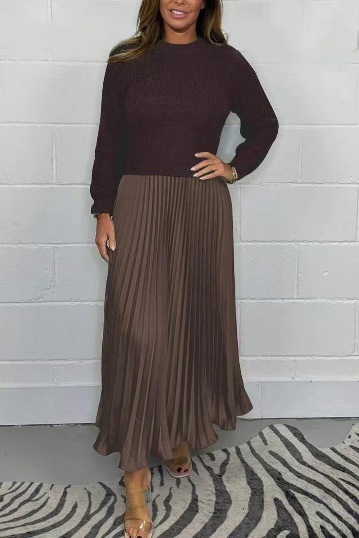 CAMILLA | MAXI DRESS WITH SWEATER & PLEATED SKIRT