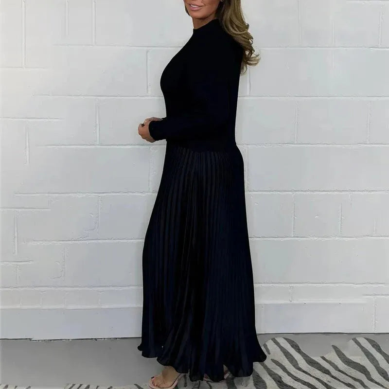 CAMILLA | MAXI DRESS WITH SWEATER & PLEATED SKIRT