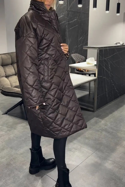 KENDALL | QUILTED MID-LENGHT COAT WITH LEOPARD LINING